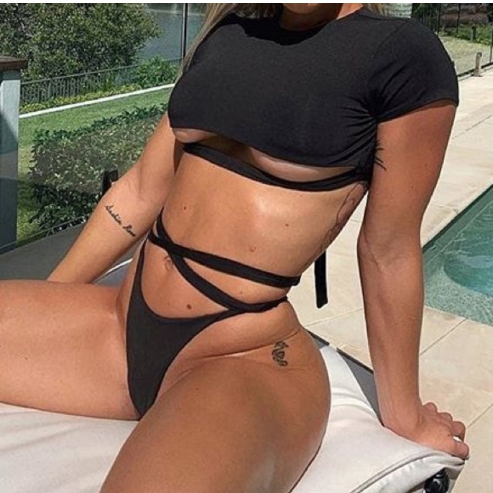 Underbust Crop Top Bikini Set